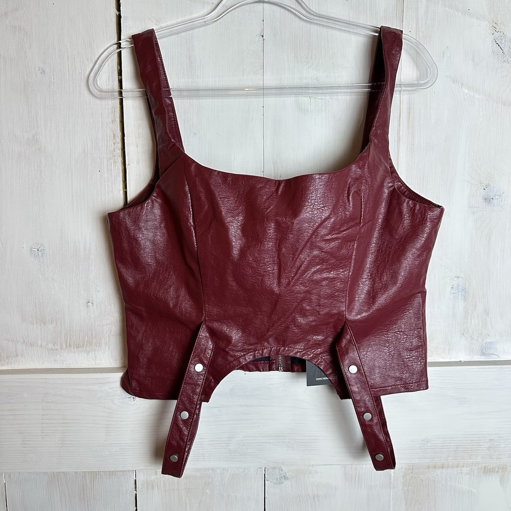 THE RAGGED PRIEST OFFERING CORSET TOP‎ Maroon Sz 14 Vegan Leather NWT